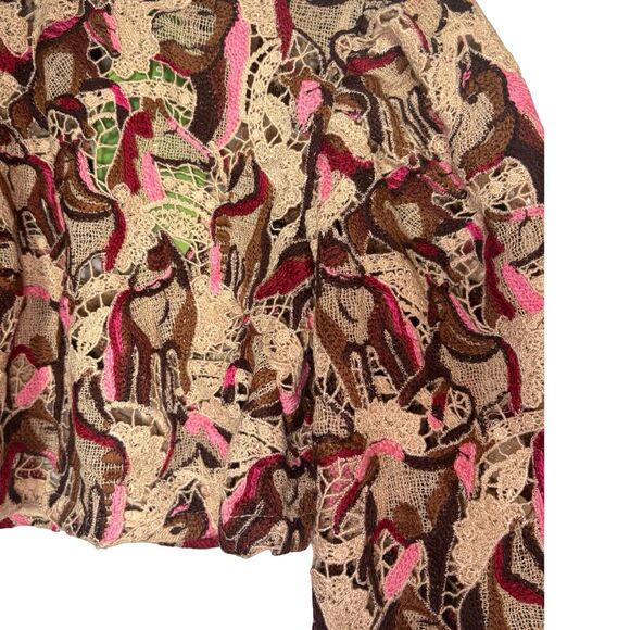 Farm Rio NWT Embroidered Horses Guipure-Lace Blouse - Picture 11 of 15